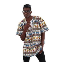 刺繍入り　アフリカ　アフリカン　レゲエ　アフリカンプリント　ダシキ　African Print Dashiki Black/White/Safari