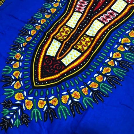 Blue　ユニセックス　男女兼用　ダシキ　Dashiki　半袖シャツ　アフリカンプリント　民族衣装　 ヒッピー　hiphop