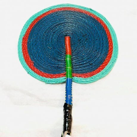 Made in Nigeria　アフリカ　ナイジェリア　ハンドメイド　手織り　うちわ　Africa Handmade Woven fan