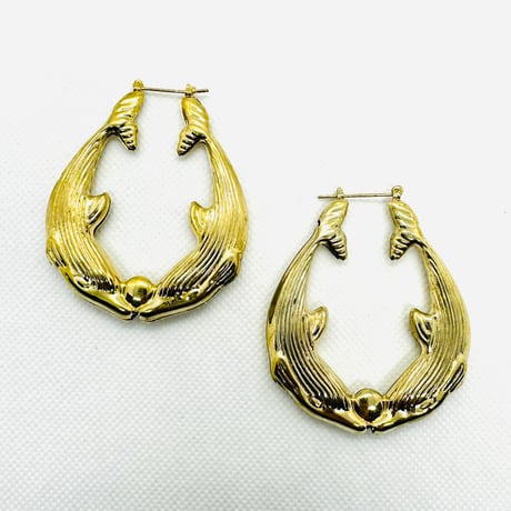 在庫処分SALE　イルカ　ゴールド　ピアス　ヒップホップ　90年代　90’s hiphop Bling Bling