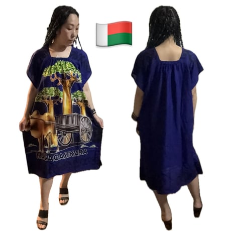 Made in Africa Madagascar マダガスカル　バオバブと牛  ワンピース