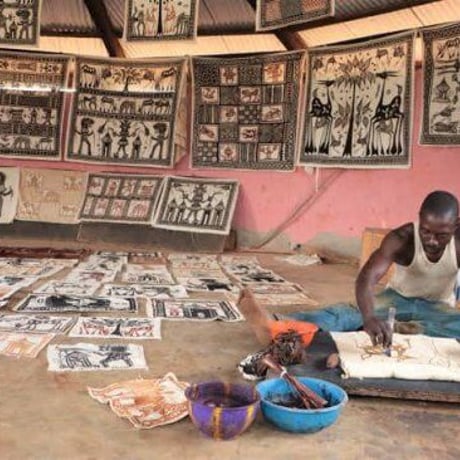 Made in Africa Cote d'Ivoire　手織り　アフリカ　コートジボワール　コロゴ　特大　ハンドメイド　アート　Ivory Coast Korhogo Painting
