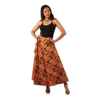 アフリカンプリント　ケンテ　ラップスカート　巻きスカート　紐結び　スカート　African print Kente skirt