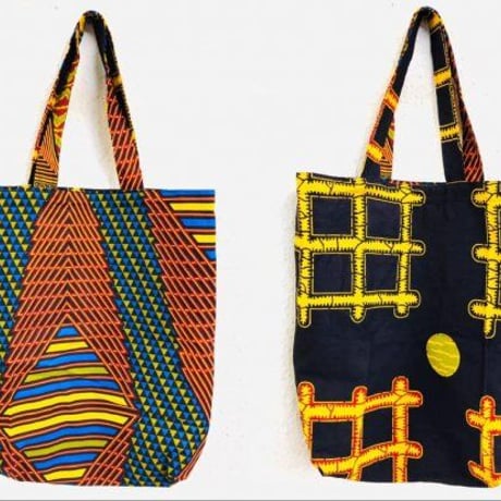 アフリカンプリント　アフリカ布　ハンドメイド　リバーシブル　エコバッグ Africanprint Handmade Reversible Eco Bag