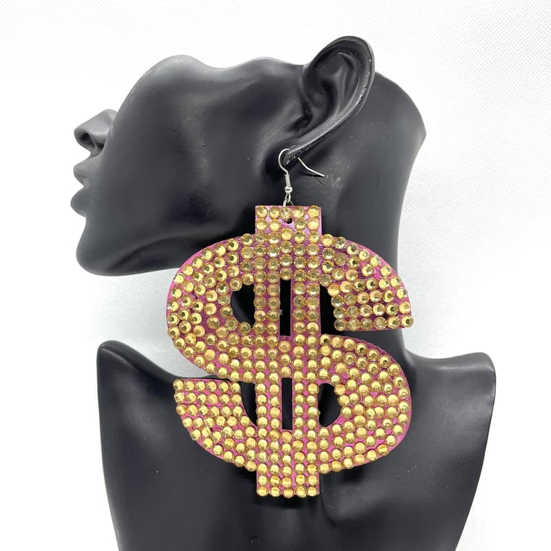 90s hiphop Bling Bling dollar ドル ドルマーク ゴールド×ピンク 90s hiphop Bling Bling dollar ドル ドルマーク ゴールド×ピンク