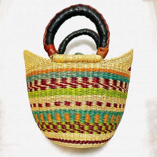 Made in Ghana アフリカ ガーナ ハンドメイド レザー バスケット
