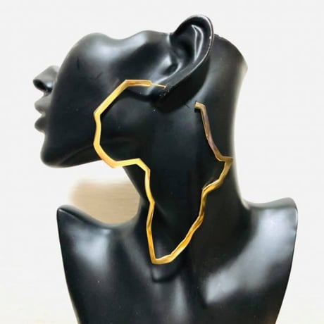 アフリカ　アフリカ大陸　ピアス　18K Gold Plated African Map
