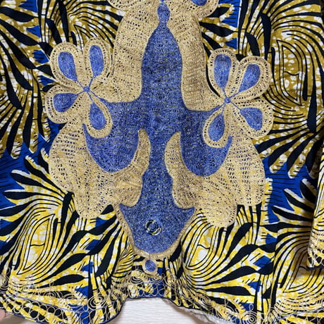 USED Made in Africa Congo アフリカンプリント　ブルー　ドレス　セットアップ　African print dress