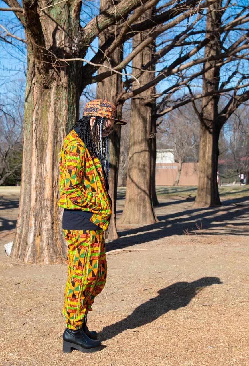 B級品：破れあり》アフリカンプリント ケンテ ジャケット パンツ
