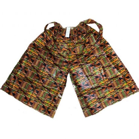 アフリカンプリント　ケンテ　パラッツォ　パンツ　ヘッドラップ付　Africa Kente plazzo pants