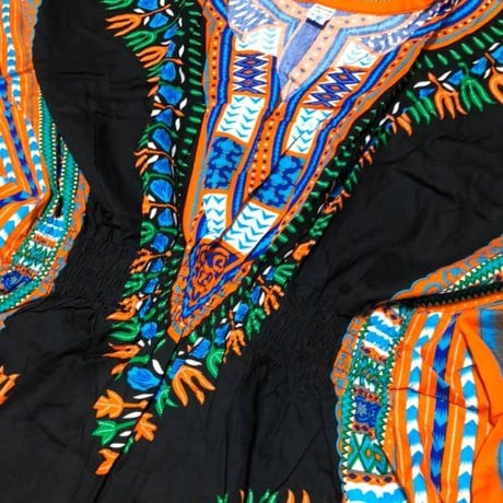 Elastic Dashiki Black　ダシキ　半袖シャツ　アフリカ　アフリカン　民族衣装　 ヒッピー　hiphop