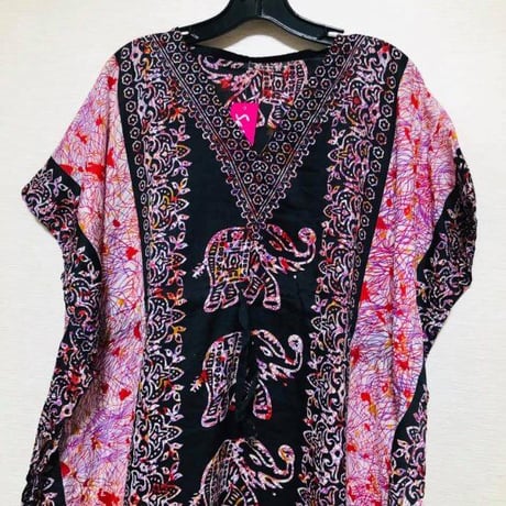エスニック　象　アフリカ　カフタン　ワンピース　Africa Elephant Kaftan