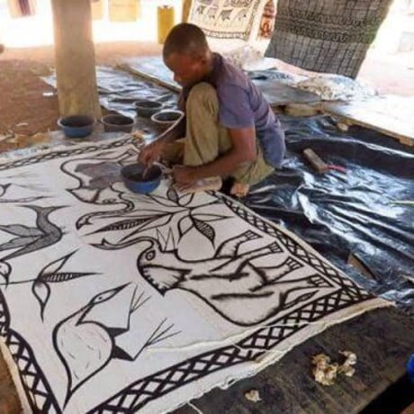 Made in Africa Cote d'Ivoire　手織り　アフリカ　コートジボワール　コロゴ　特大　ハンドメイド　アート　Ivory Coast Korhogo Painting
