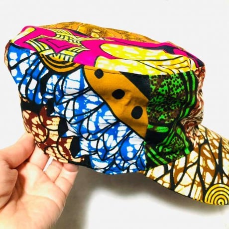 アフリカンプリント　ミリタリーキャップ　パーニュ　キテンゲ　キャップ　ハット　帽子　African print cap