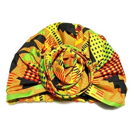 アフリカンプリント　らくらくターバン　ターバン帽子　ヘッドラップ　ケンテ　African print Head wrap