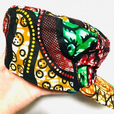 アフリカンプリント　ミリタリーキャップ　パーニュ　キテンゲ　キャップ　ハット　帽子　African print cap