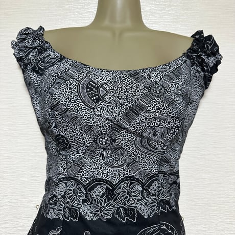USED Made in Africa Congo アフリカンプリント　ブラック　ドレス　セットアップ　African print dress