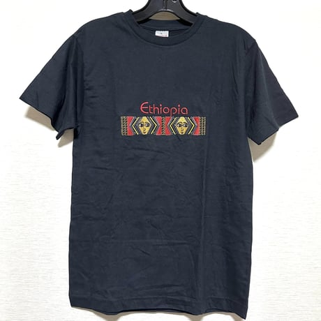 《Fair trade/売上10%を孤児院募金》刺繡　エチオピア　イラスト　Tシャツ　 アフリカ　T-Shirt　Ethiopia