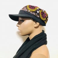 Made in Kenya　アフリカンプリント　ミリタリーキャップ　キャデットキャップ　パーニュ　キテンゲ　キャップ　ハット　帽子　African print cadet cap
