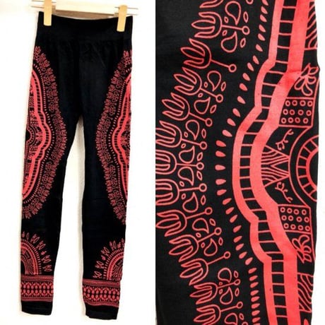 アフリカ　アフリカン　ダシキ　レギンス　Africa Dashiki leggings Red