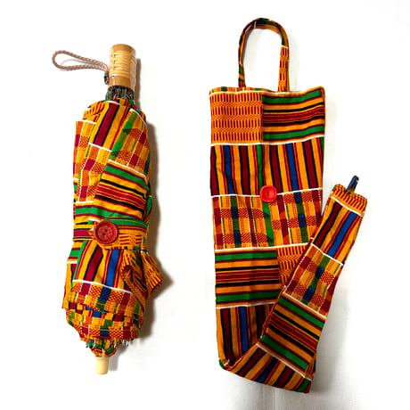 折り畳み　アフリカンプリント　ハンドメイド　折りたたみ　日傘　アフリカ布　ケンテ　パーニュ　キテンゲ　African print handmade sunshade kente