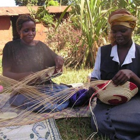 アフリカ　ウガンダ　ハンドメイド　手織り　バスケット　Africa Uganda Woven Basket Medium
