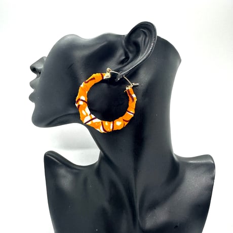 アフリカンプリント　アフリカンバンブーピアス　アフリカ布　ハンドメイド　バンブーピアス　hiphop african print