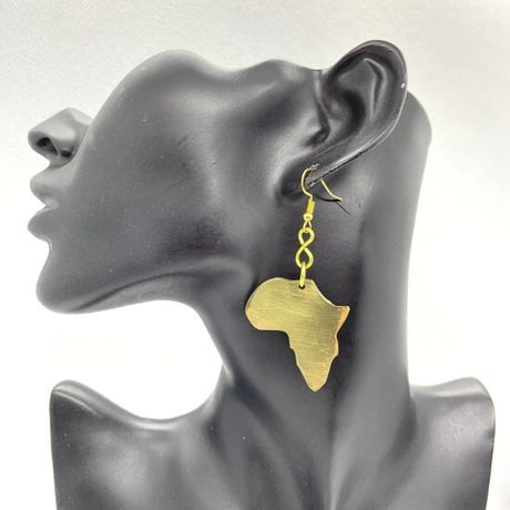 Made in Kenya　アフリカ　ケニア　真鍮　アフリカ大陸　ピアス　Africa Solid Brass Earrings