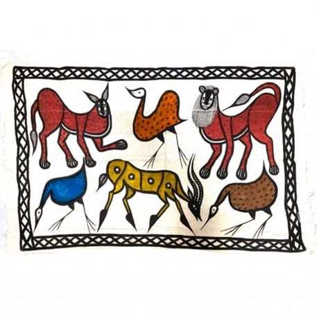 Made in Africa Cote d'Ivoire　手織り　アフリカ　コートジボワール　コロゴ　特大　ハンドメイド　アート　Ivory Coast Korhogo Painting