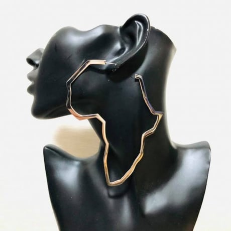 アフリカ　アフリカ大陸　ピアス　18K Gold Plated African Map