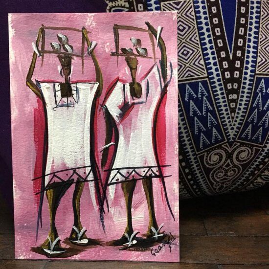 アフリカ　Ghana 絵画 Art of Africa ポストカード アート アフリカ アフリカンアート