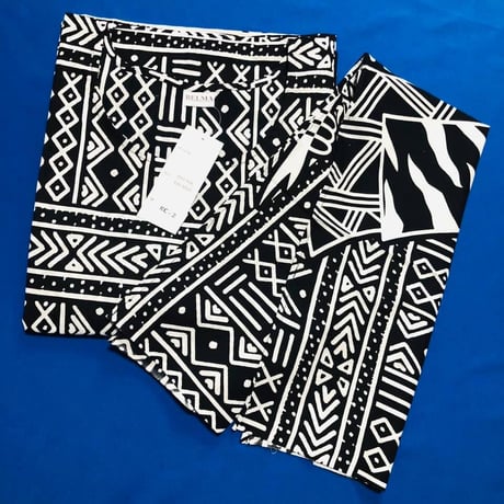 2色　Mud print　アフリカンプリント　カフタン　ワンピース　ヘッドラップ付き　Africa woman printing Kaftan 06