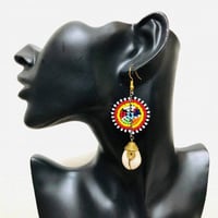 ハンドメイド　シェル　Brass　貝　ピアス　Cowrie Shell Earring