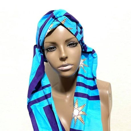 アフリカンプリント　ターバンヘアバンド　クロス　ヘッドラップ　ヘアバンド　African print Head wrap