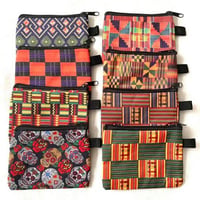 アフリカンプリント　ケンテ　エスニック　総柄　ミニポーチ　African print Kente