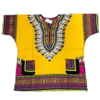 薄手素材　Gold　ユニセックス　男女兼用　ダシキ　Dashiki　半袖シャツ　アフリカンプリント　民族衣装　 ヒッピー　hiphop