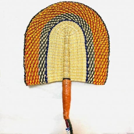 Made in Burkina Faso　アフリカ　ブルキナファソ　ハンドメイド　手織り　うちわ　Africa Handmade Woven fan