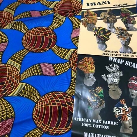 アフリカンプリント　アフリカ布　ヘッドラップ　ターバン　African print Head wrap