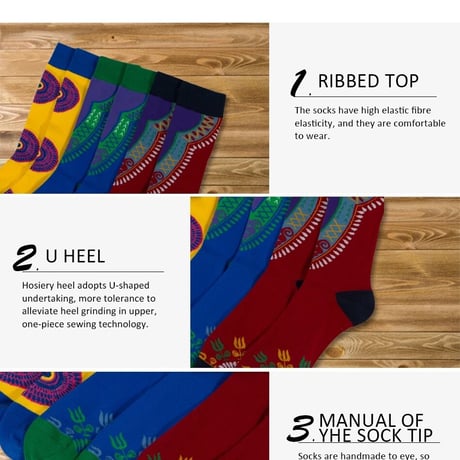 アフリカンプリント　ダシキ柄　靴下　ソックス　African print socks