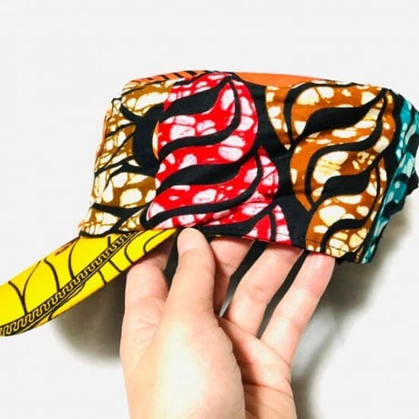 アフリカンプリント　ミリタリーキャップ　パーニュ　キテンゲ　キャップ　ハット　帽子　African print cap