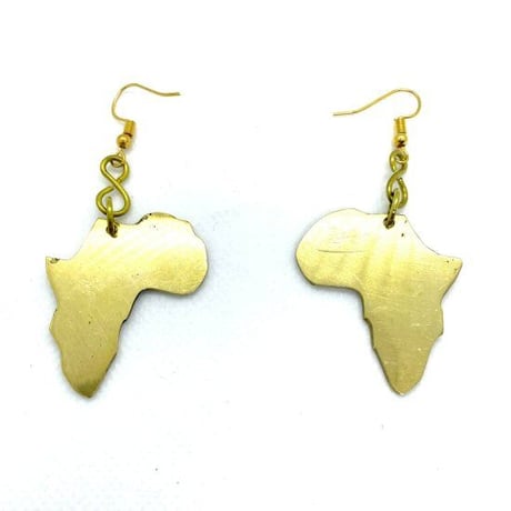 Made in Kenya　アフリカ　ケニア　真鍮　アフリカ大陸　ピアス　Africa Solid Brass Earrings