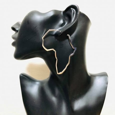 アフリカ　アフリカ大陸　ピアス　18K Gold Plated African Map