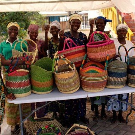 Made in Ghana　アフリカ　ガーナ　ハンドメイド　レザー　バスケット　ハンドバッグ　Africa Handmade Woven Leather Basket