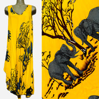 キリン　イエロー　スリーブレス　ノースリーブ　ワンピース　African print dress