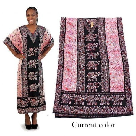 エスニック　象　アフリカ　カフタン　ワンピース　Africa Elephant Kaftan