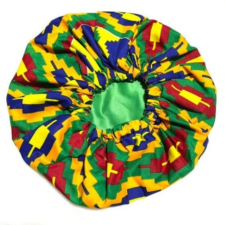 アフリカンプリント　ボンネット　就寝用　キャップ　African print Bonnet cap