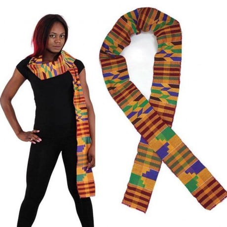 Made in Ghana 手織り　織物　エクストラロング　アフリカ　ケンテ　サッシ　飾り　インテリア　帯　Africa Kente