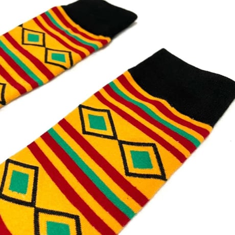 アフリカンプリント　ケンテ　靴下　ソックス　African print kente socks