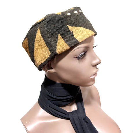 アフリカンプリント　泥染め　キャップ　ハット　帽子　African print Kufi Hat mud cloth