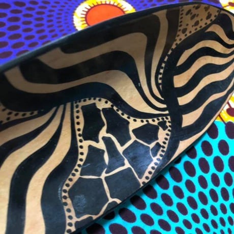 南アフリカ　ハンドメイド　ペイント　ウッド　プレート　インテリア　South Africa wood handmade plate